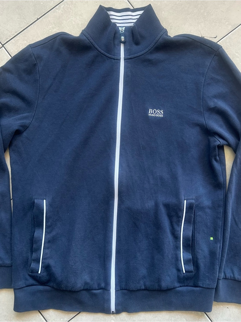 Hugo Boss Navy Full-Zip Track Jacket with White Trim